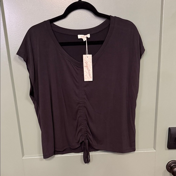 Mystree Tops - Mystree black Ruched Drawstring Crop Top